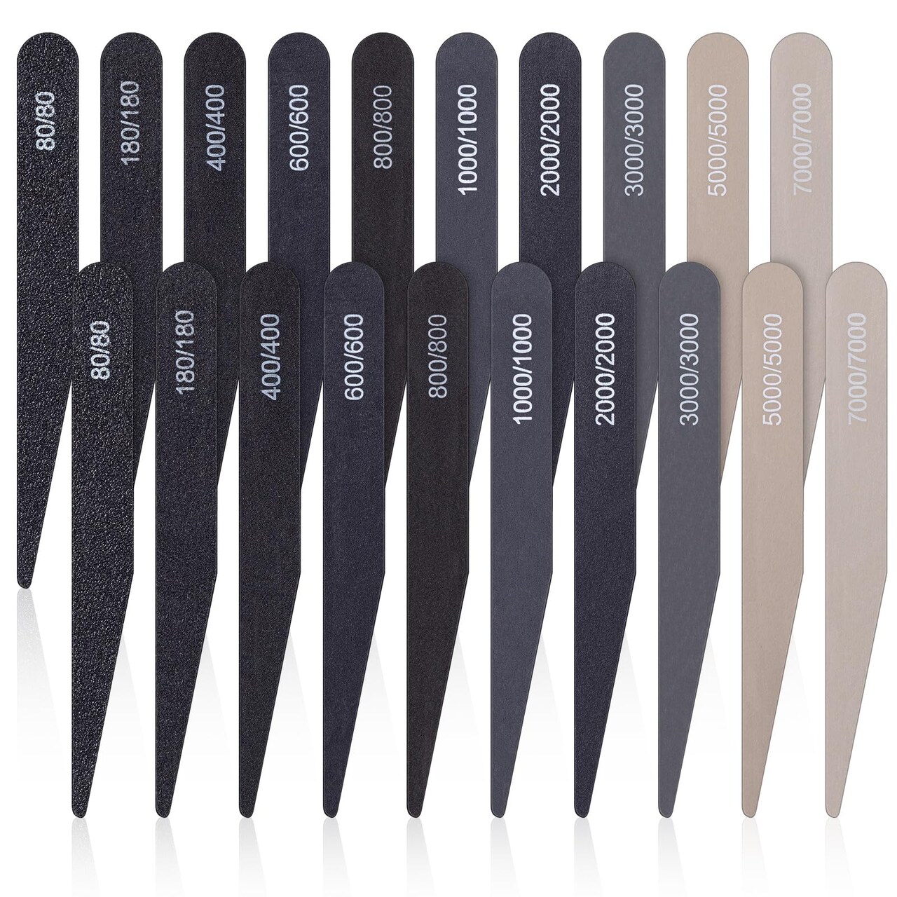 Honoson 20 Pcs Sanding Sticks for Plastic Models Polishing Sticks Assorted Metal and Wood Sanding Tools Accessory for Model Craft Amateur Beginner(Low Grits Rating,Stylish Style)